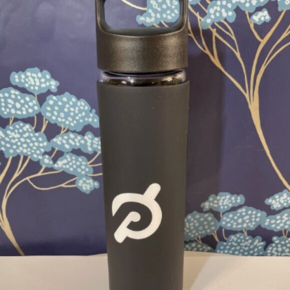 Peloton Non-Slip Rubberized Glass Water Bottle 16oz w/ Black Screw On Top - Picture 1 of 5